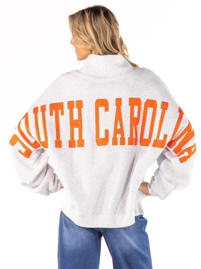 Simply Southern Orange South Carolina Mock Neck Pullover Crew Oversized Sweatshirt