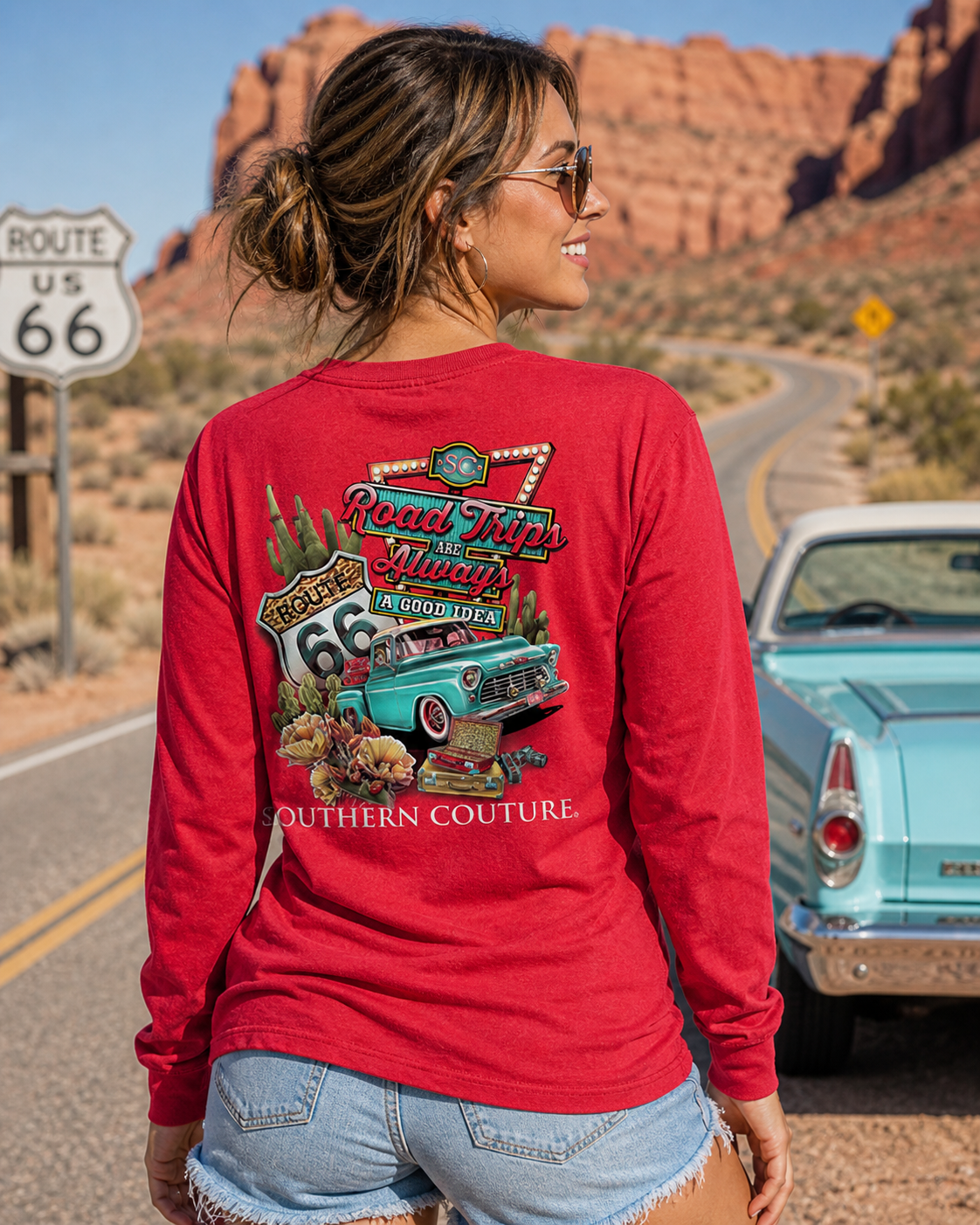 SALE Southern Couture Road Trips Always Comfort Colors Long Sleeve T-Shirt
