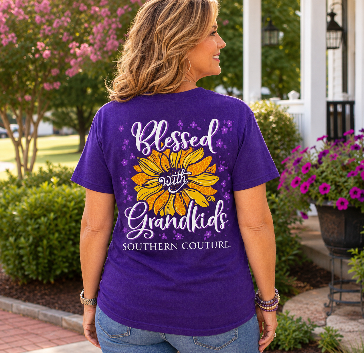 Southern Couture Classic Blessed With Grandkids Sunflower T-Shirt