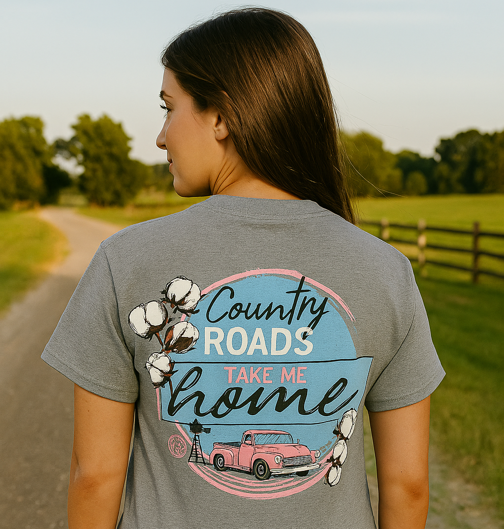 Girlie Girl Originals Preppy Country Roads  T-Shirt - SimplyCuteTees