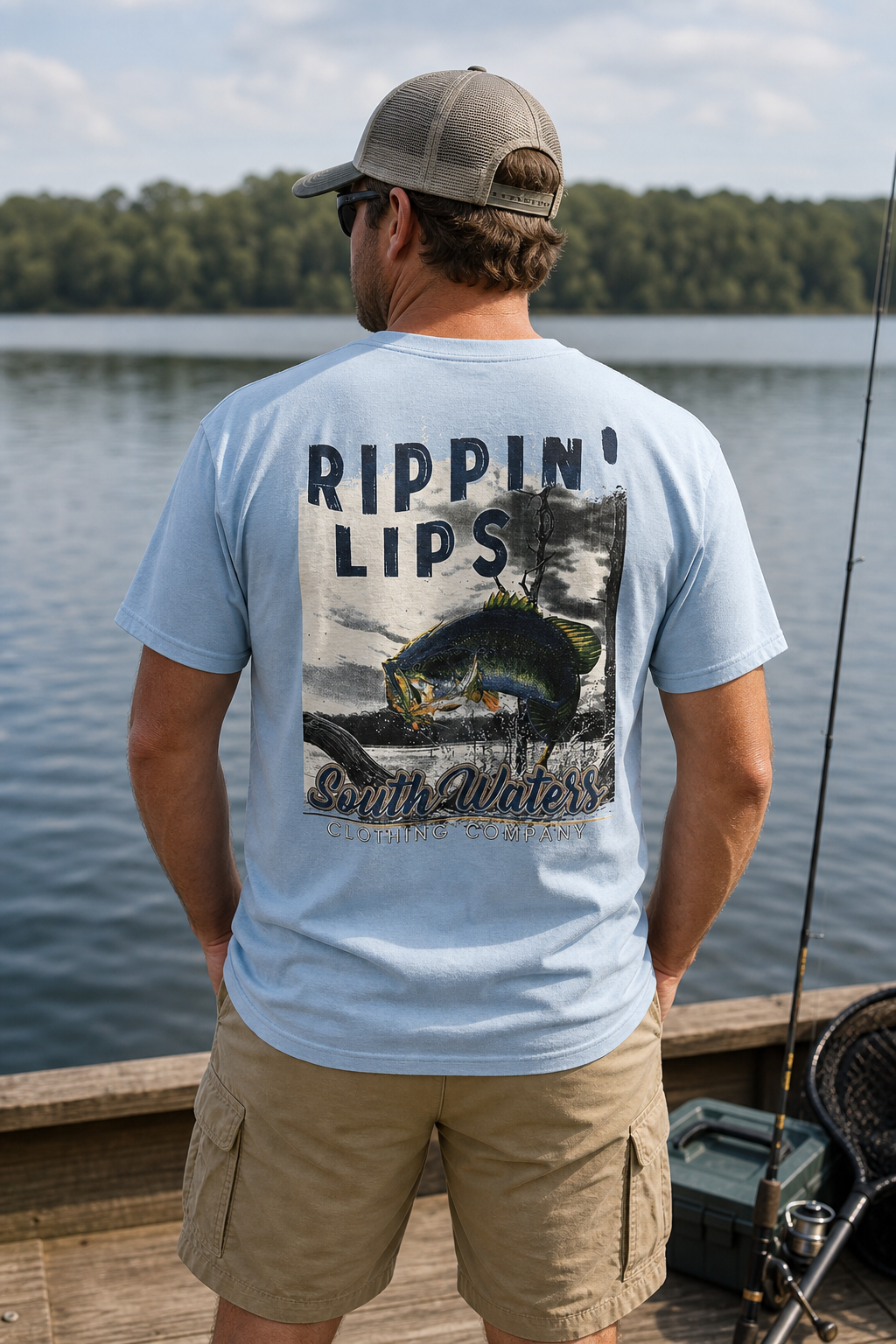 South Waters Rippin Lips Fish Fishing Country Unisex Bright T Shirt
