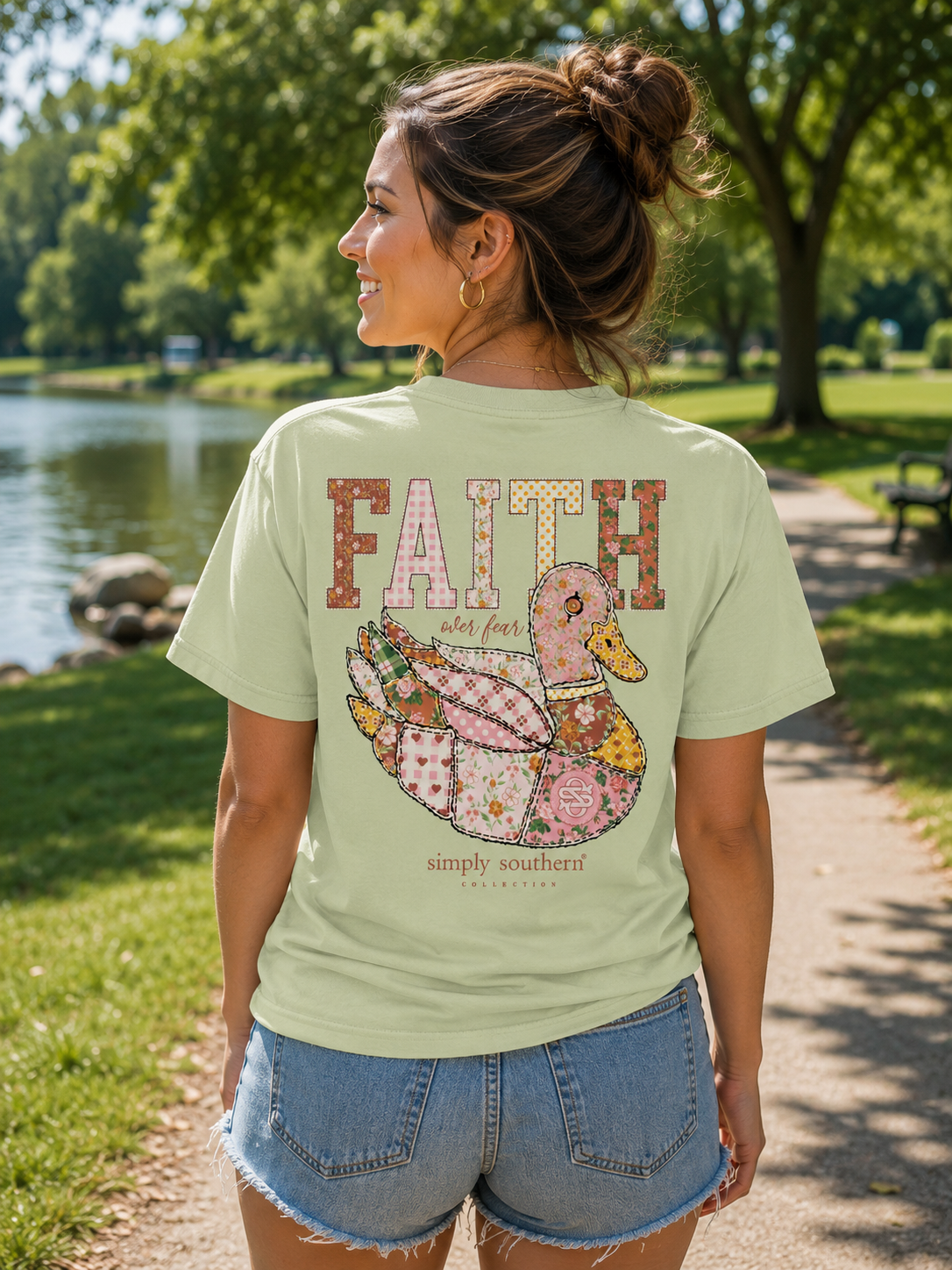 Simply Southern Stitched Pattern Duck Faith Fern T-Shirt