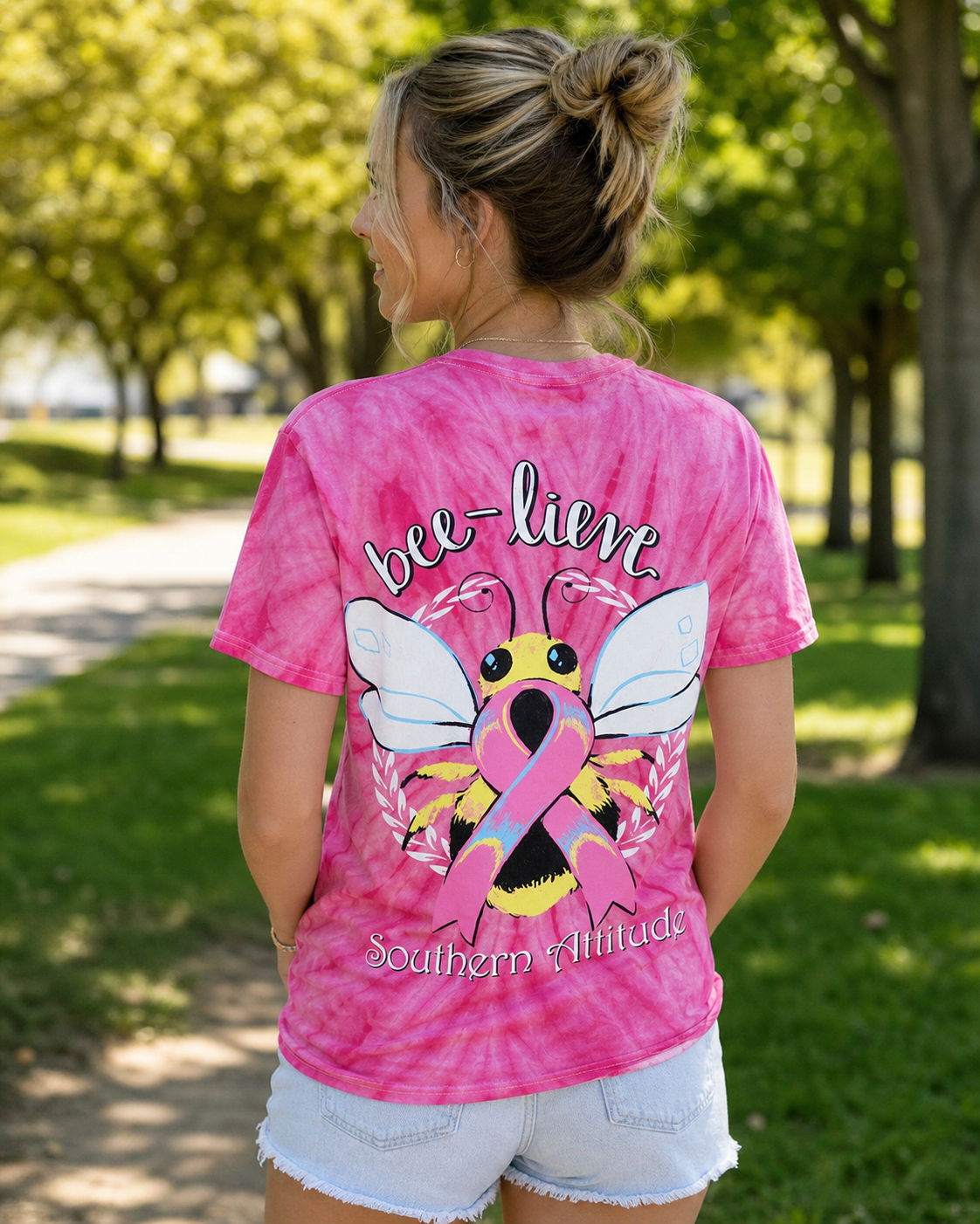 SALE Southern Attitude Bee - Lieve Cancer Hope Tie Dye T-Shirt