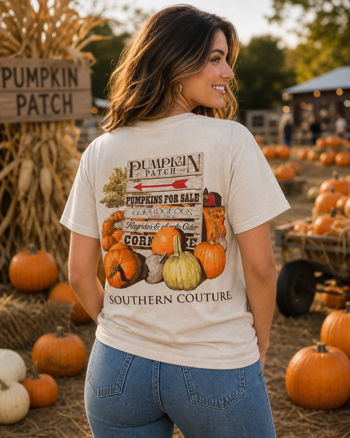 Southern Couture Classic Pumpkin Patch Fall T-Shirt