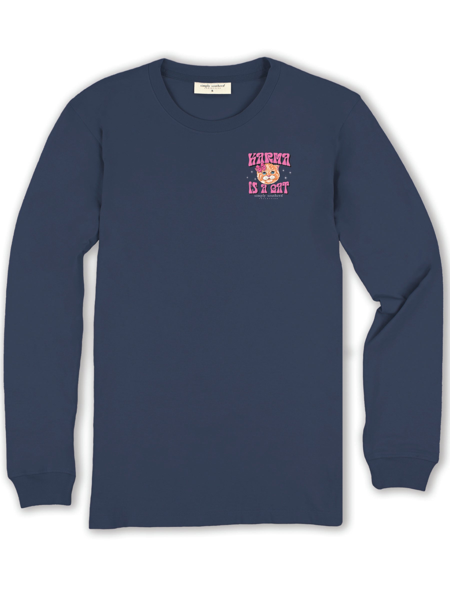 Simply Southern Karma Is A Cat Long Sleeve T-Shirt - SimplyCuteTees