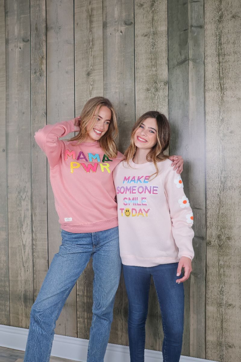 Simply Southern Mama Power Sparkle Crew Long Sleeve T-Shirt