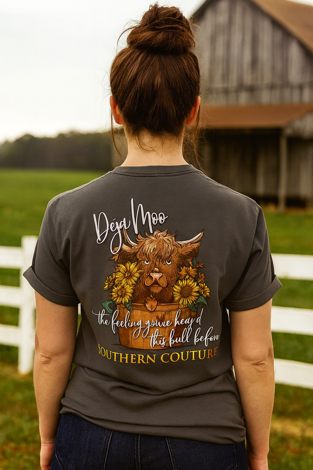 Southern Couture Classic Deja Moo Cow T-Shirt - SimplyCuteTees
