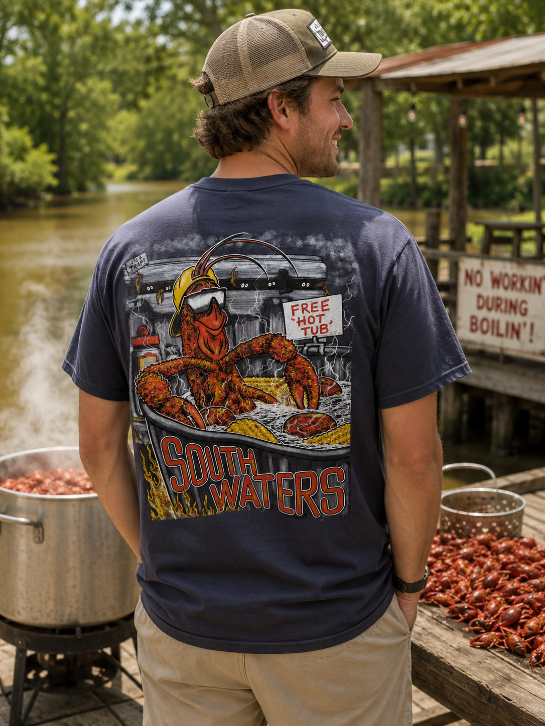South Waters Free Hot Tub Crawfish Comfort Colors Unisex T-Shirt