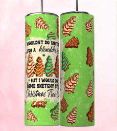 Christmas Tree Cake 20 oz Skinny Tumbler Cup With Straw