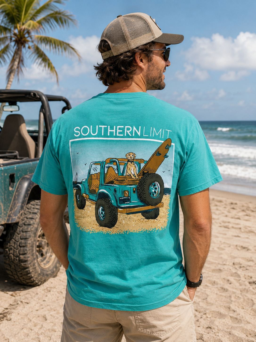 Southern Limits Beach Ridin Dog Unisex T-Shirt