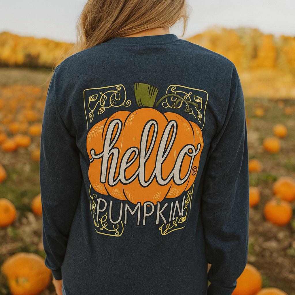 Girlie Girl Originals Hello Pumpkins Fall Long Sleeve T-Shirt