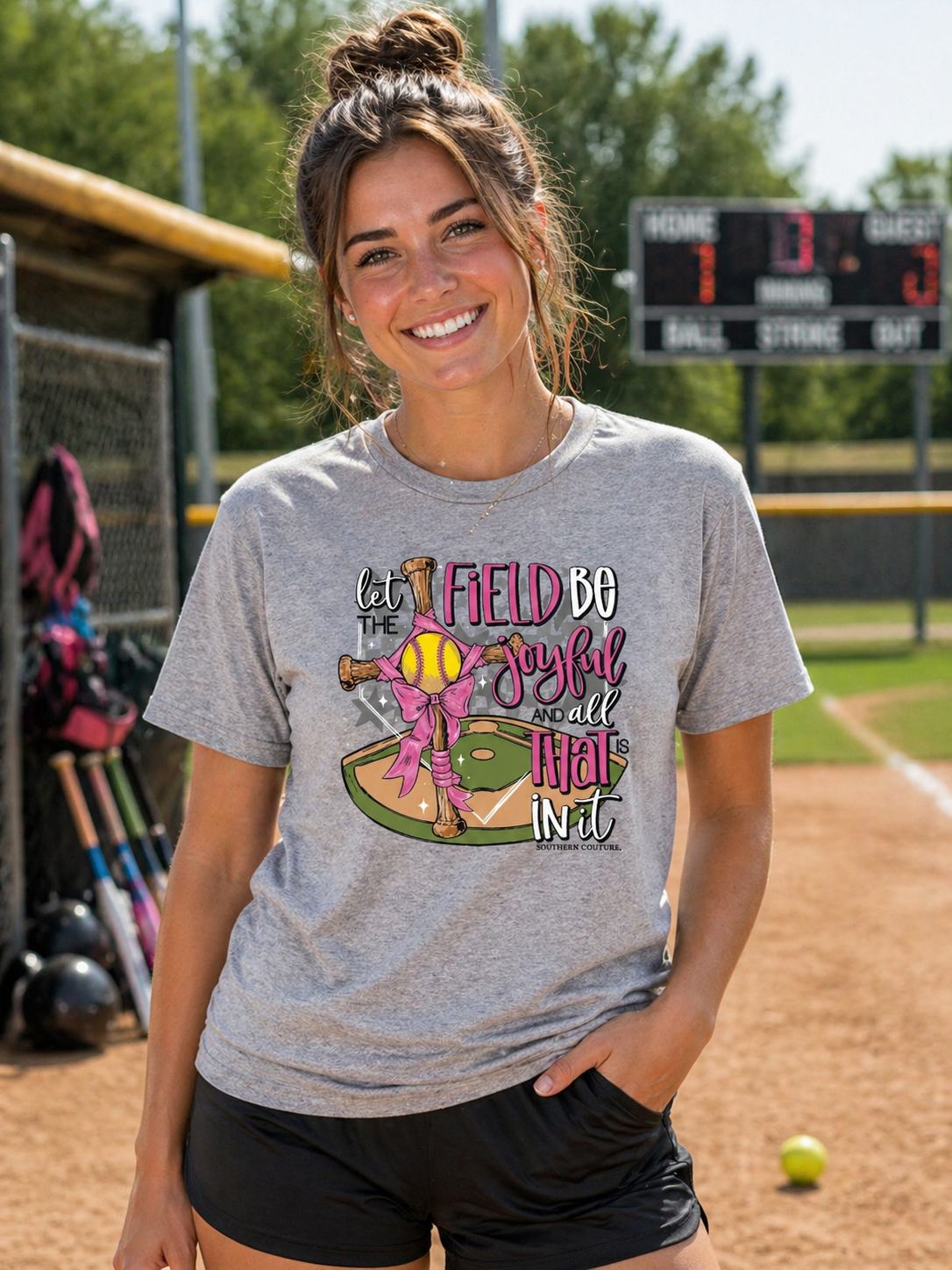 Southern Couture Soft Field Be Joyful Softball T-Shirt