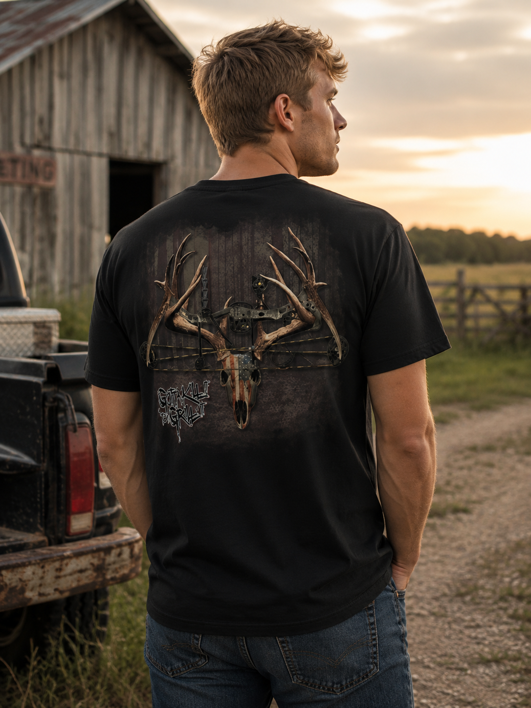 Gotta Kill It To Grill It USA Bow Deer Skull Unisex T-Shirt