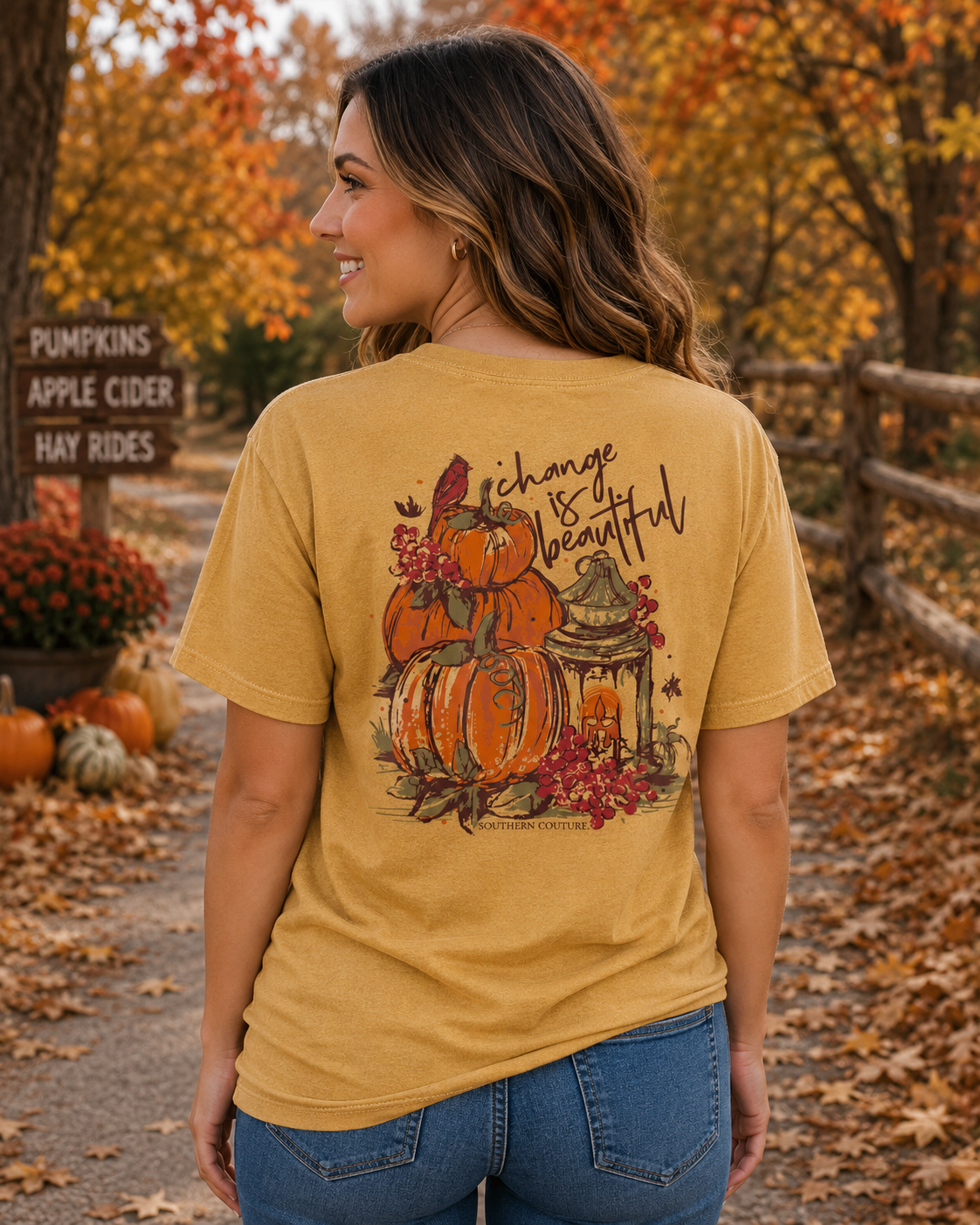 Southern Couture Change Is Beautiful Pumpkin Comfort Colors T-Shirt
