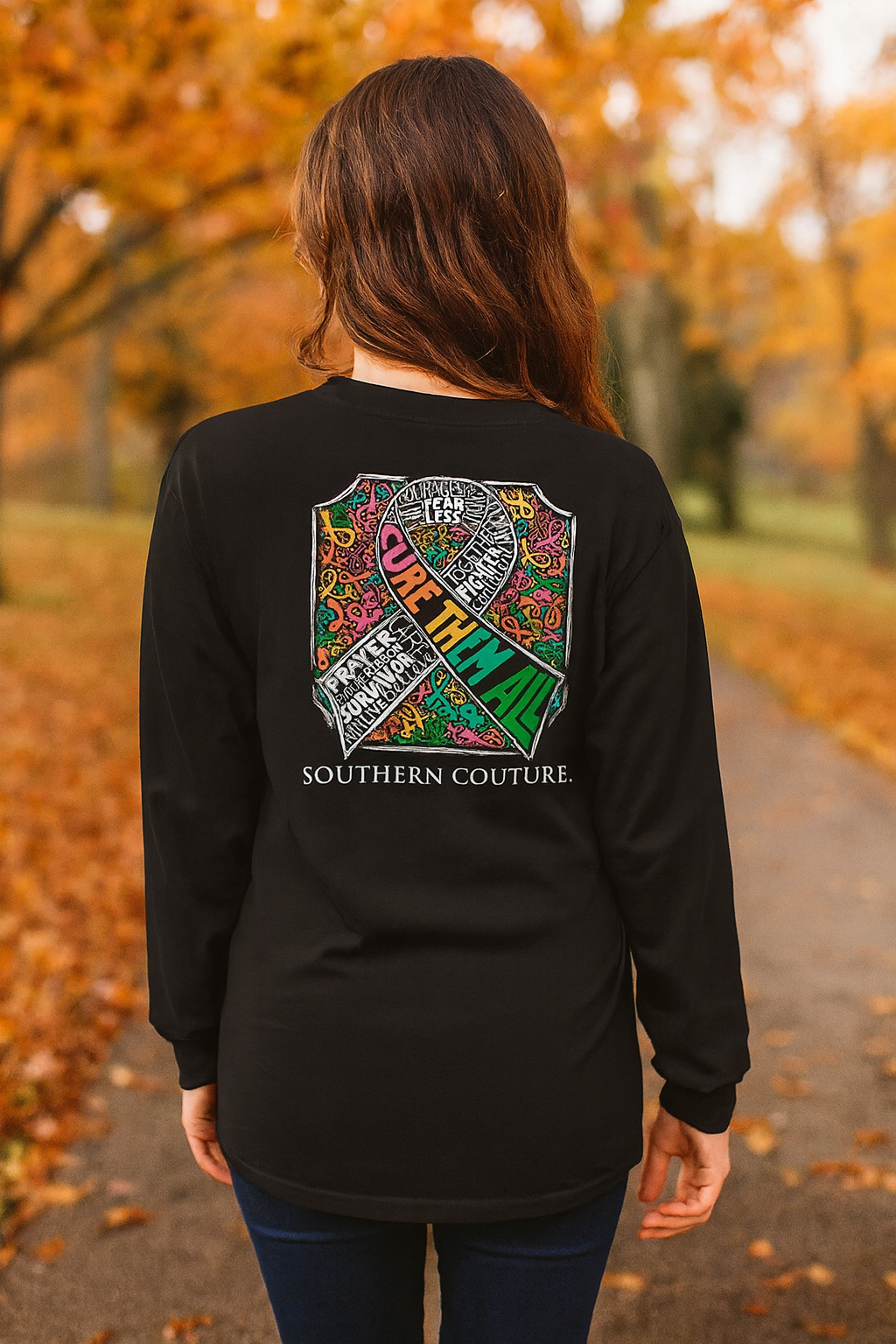 Southern Couture Classic Cure Them All Cancer Long Sleeve T-Shirt