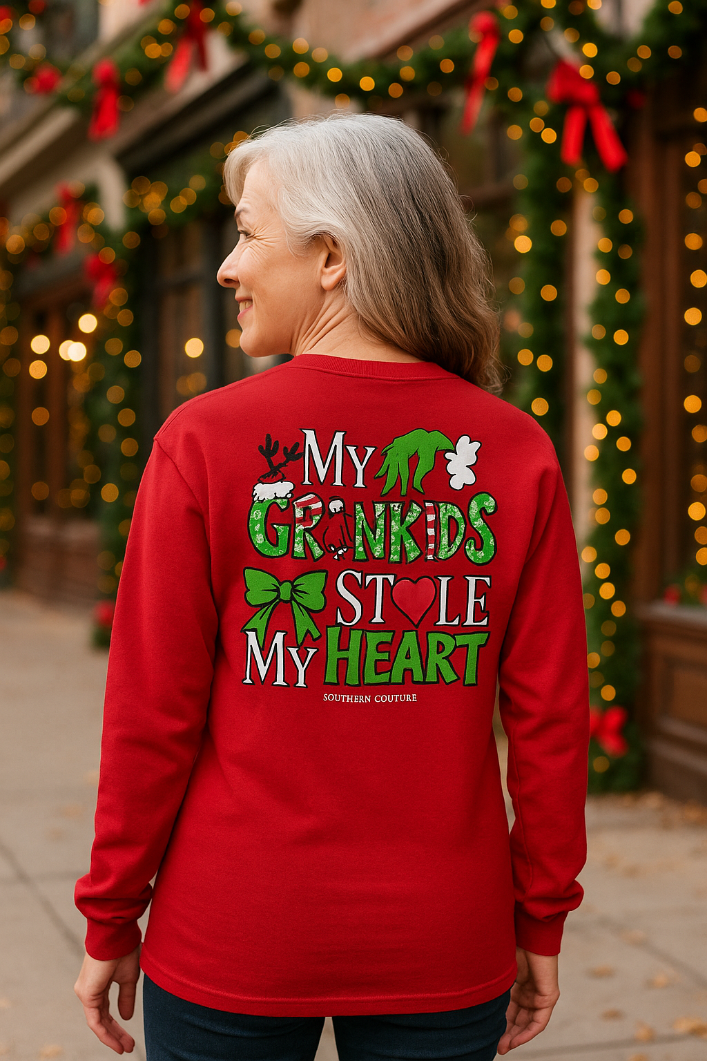 Southern Couture Classic My Grandkids Stole My Heart Holiday Long Sleeve T-Shirt - SimplyCuteTees
