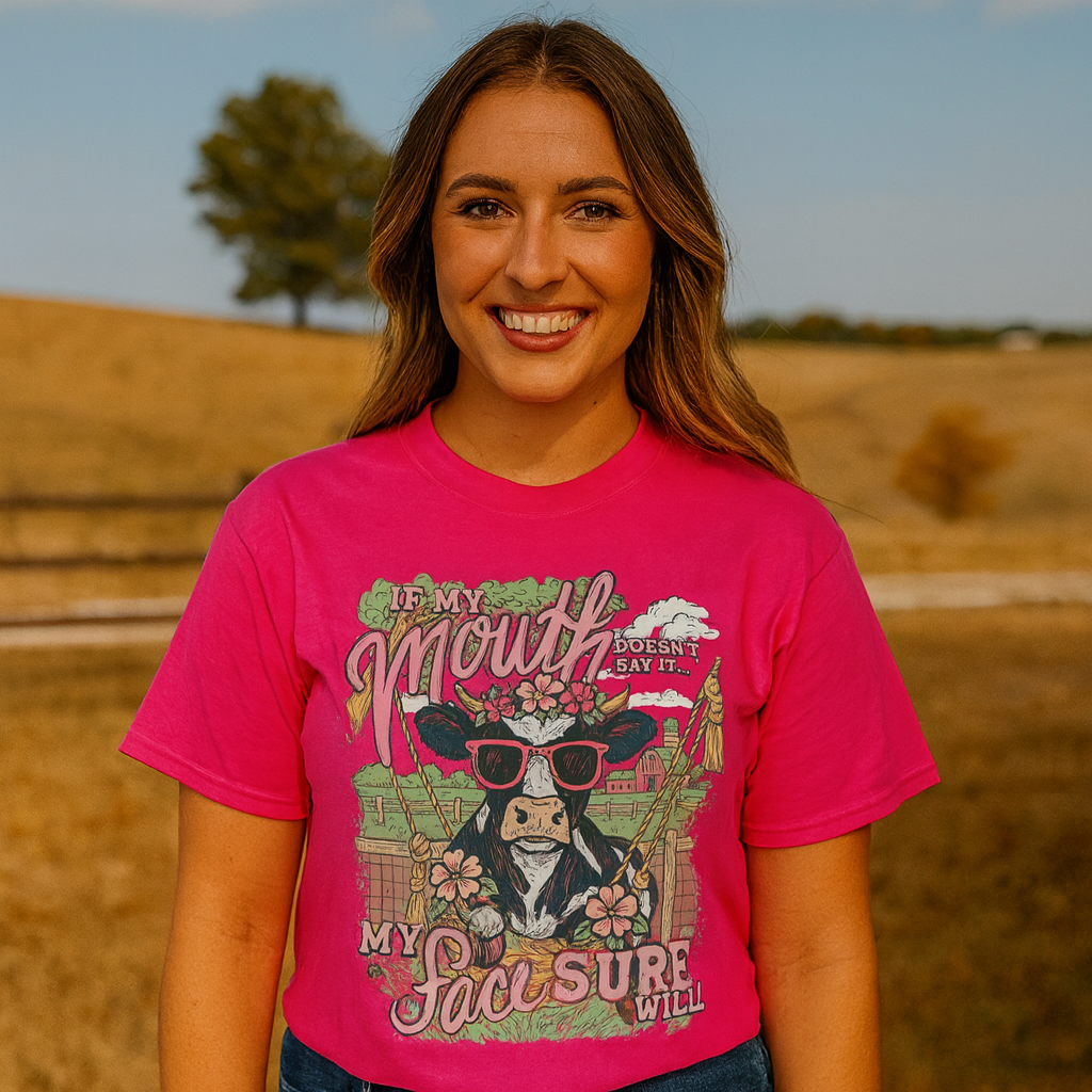 Girlie Girl Originals Cow Face T-Shirt - SimplyCuteTees