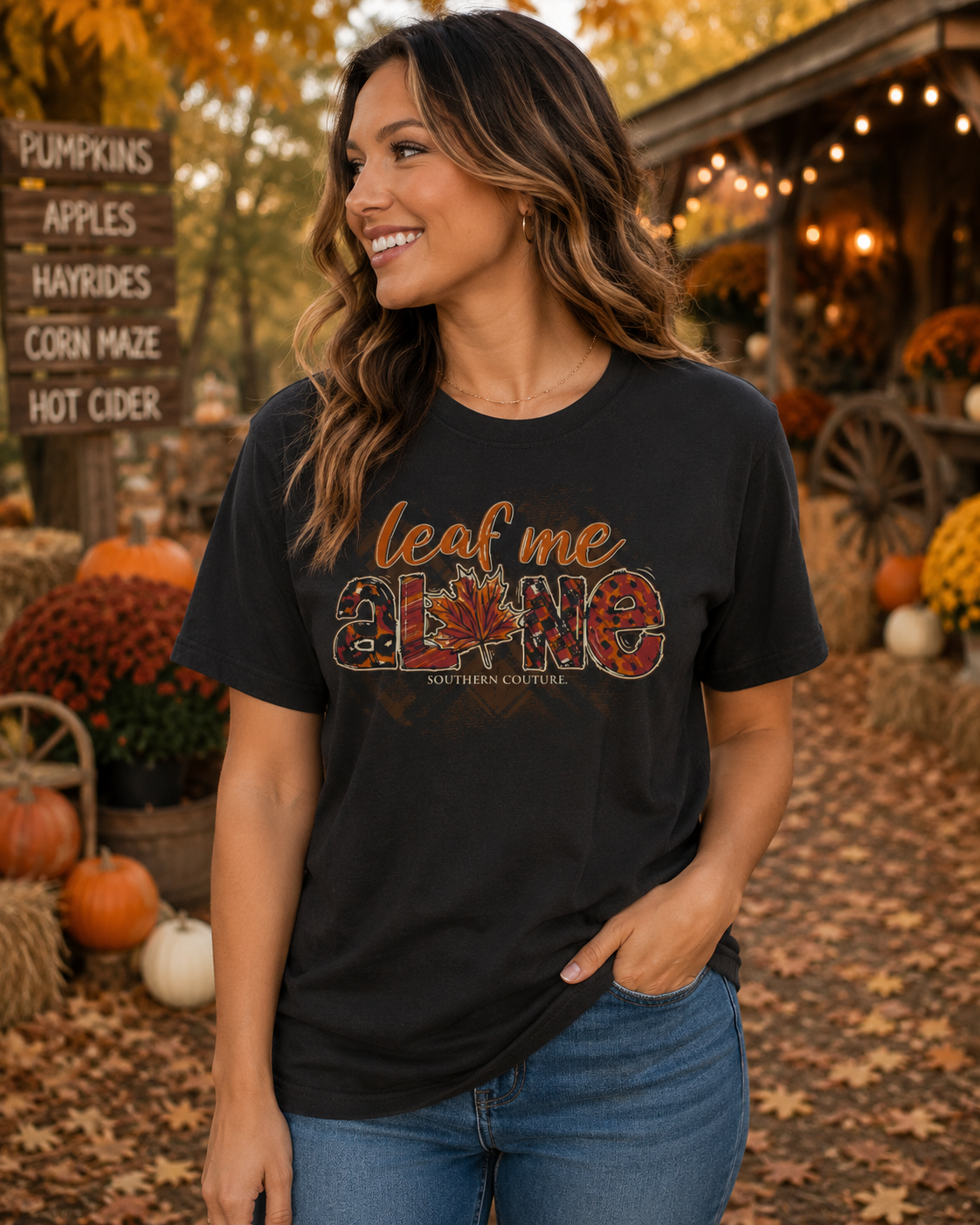 Southern Couture Leaf Me Alone Fall Soft T-Shirt