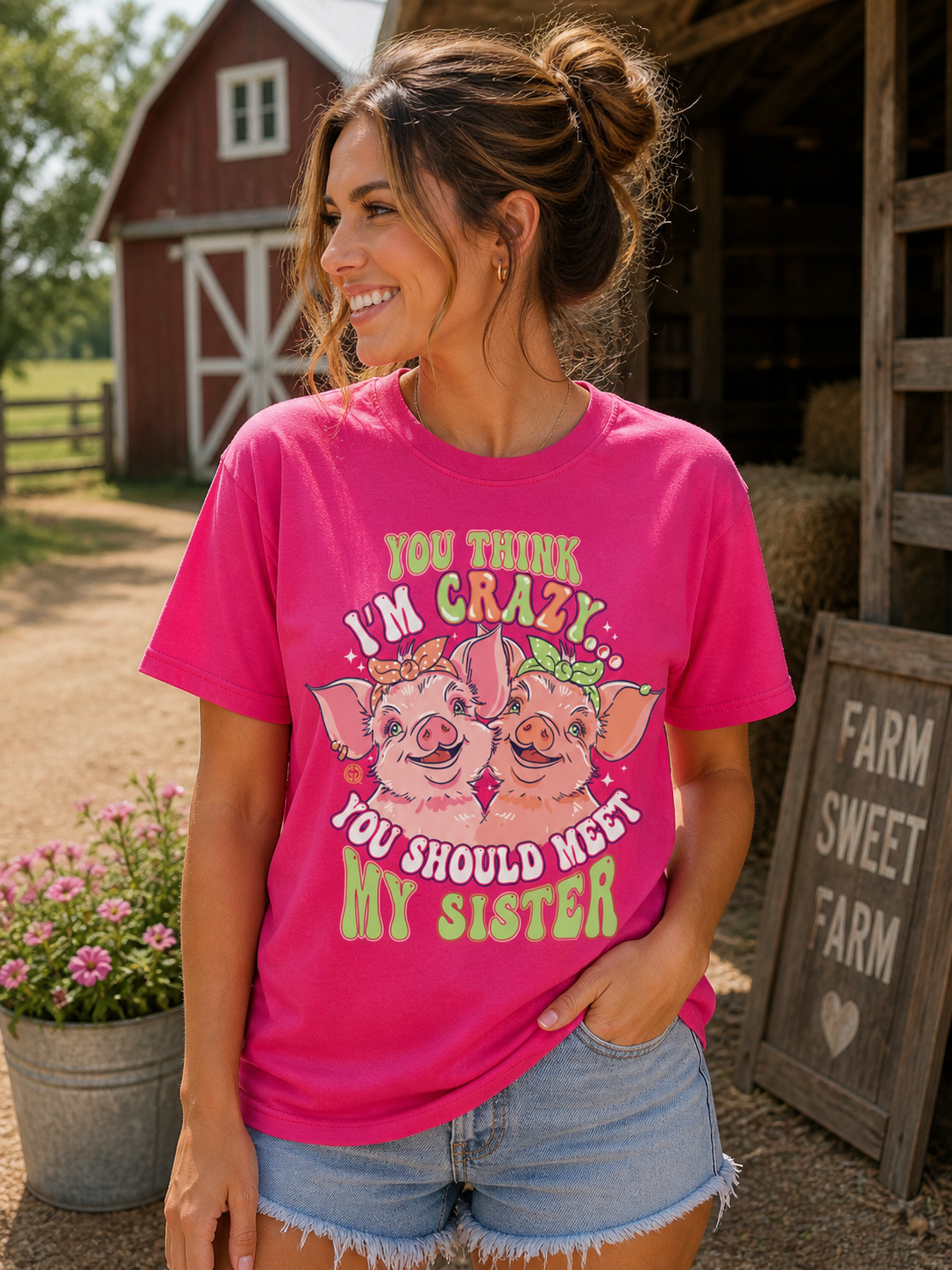 Girlie Girl Originals Crazy Sister Pig T-Shirt