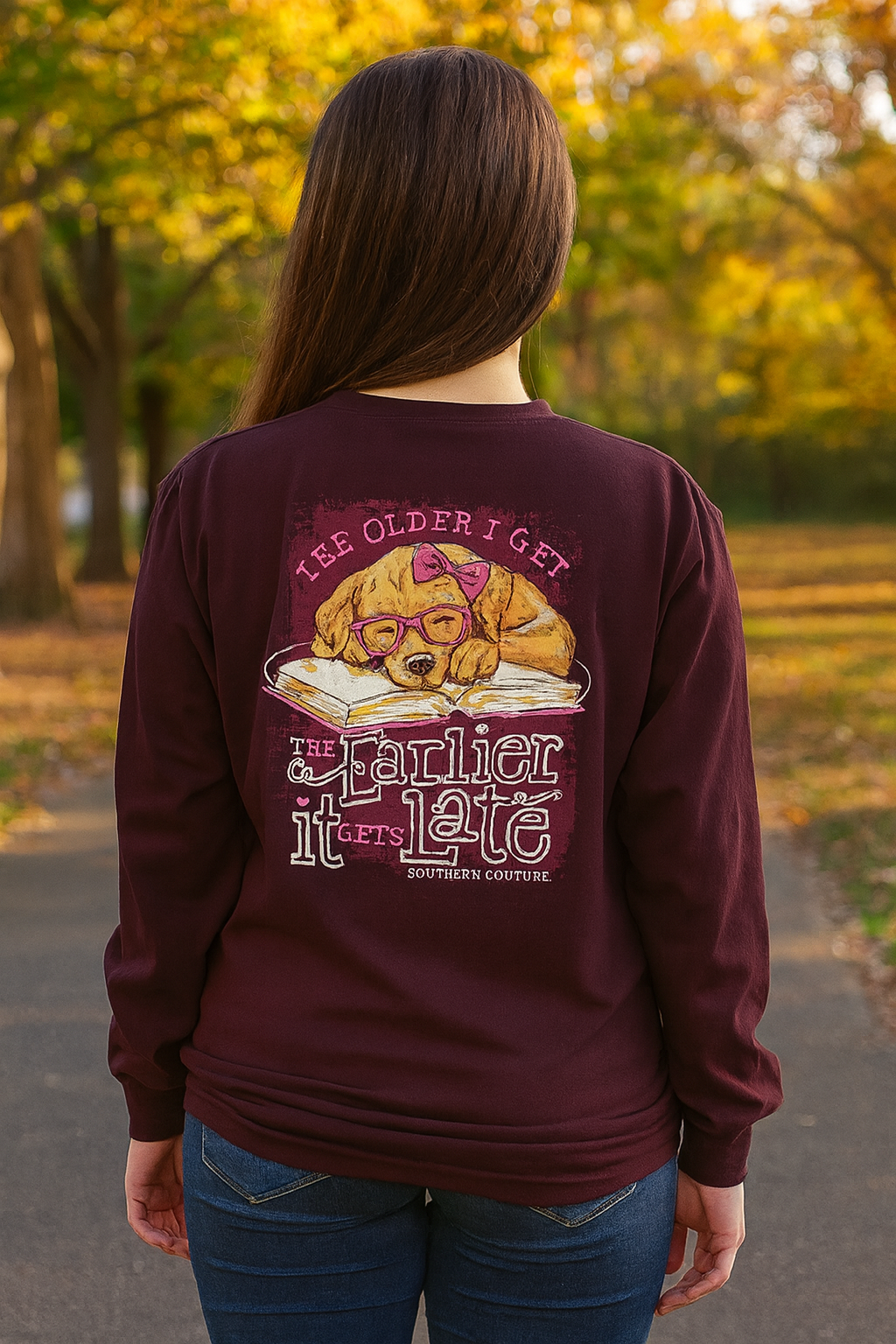 Southern Couture Classic Early Late Puppy Long Sleeve T-Shirt - SimplyCuteTees