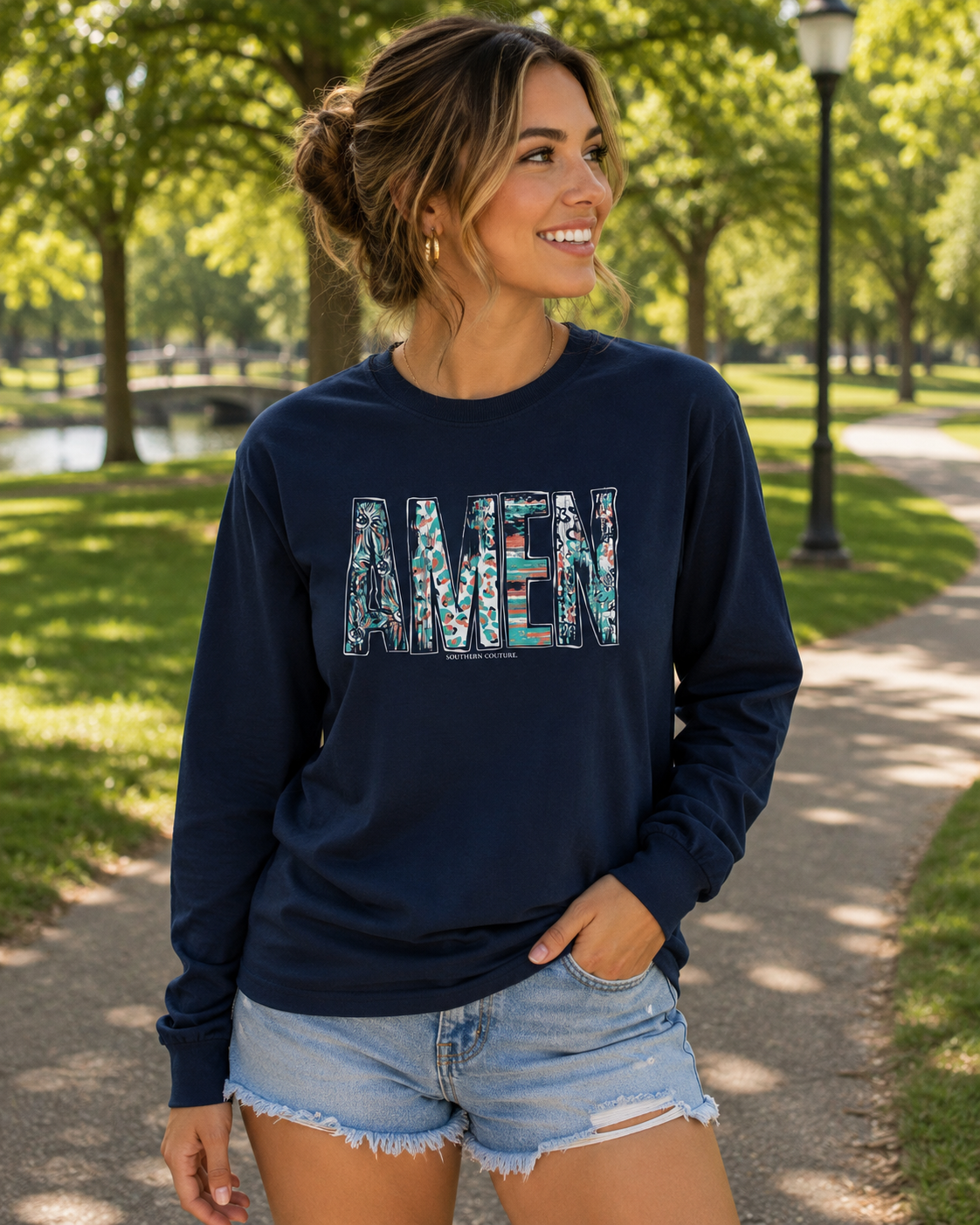 Southern Couture Soft Amen Faith Long Sleeve T-Shirt