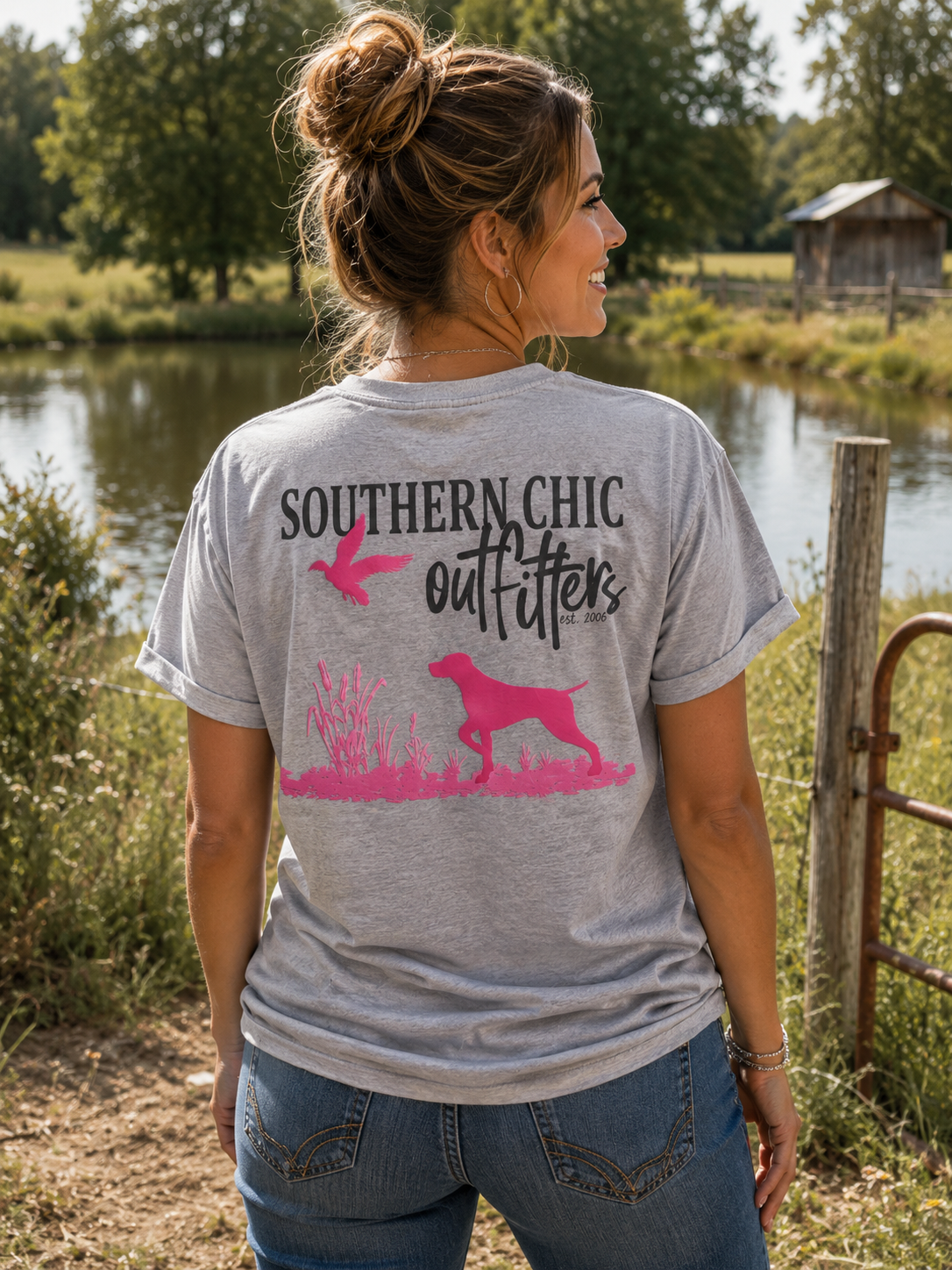Southern Chics Outfitters Pink Dog Unisex Soft T-Shirt