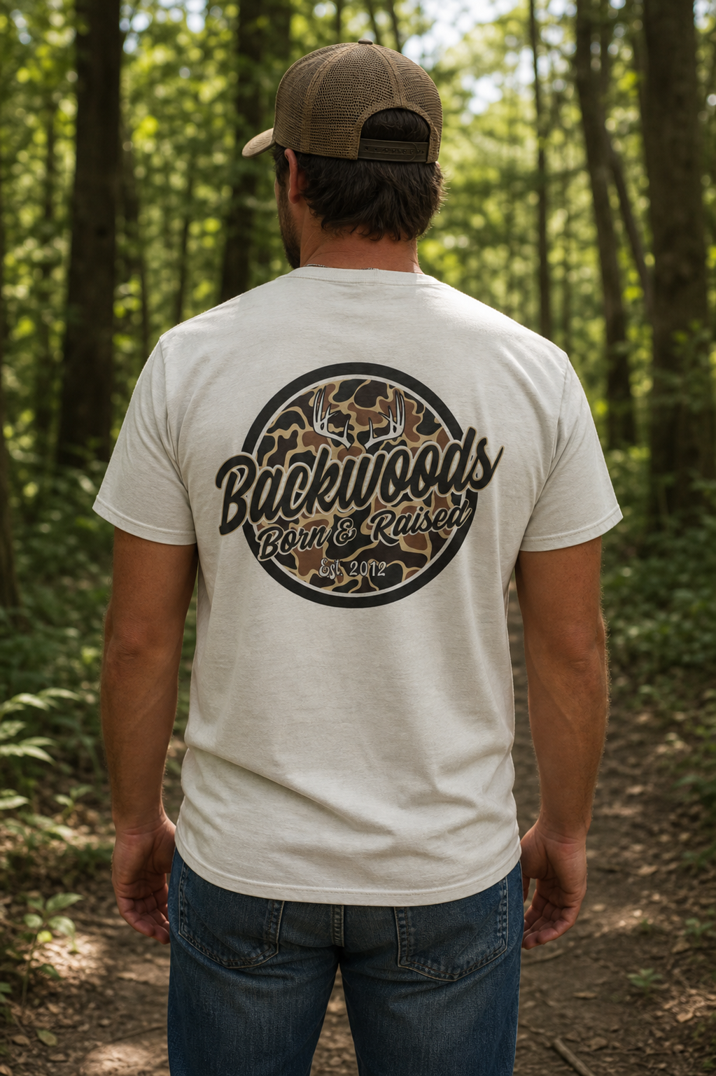 Backwoods Born & Raised Camo Logo Comfort Colors Unisex T-Shirt