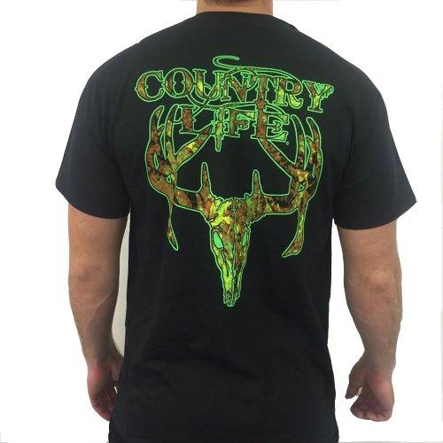 Sale Country Life Outfitters Black &amp; Green Camo Realtree Deer Skull Head Hunt Vintage Unisex Bright T Shirt - SimplyCuteTees