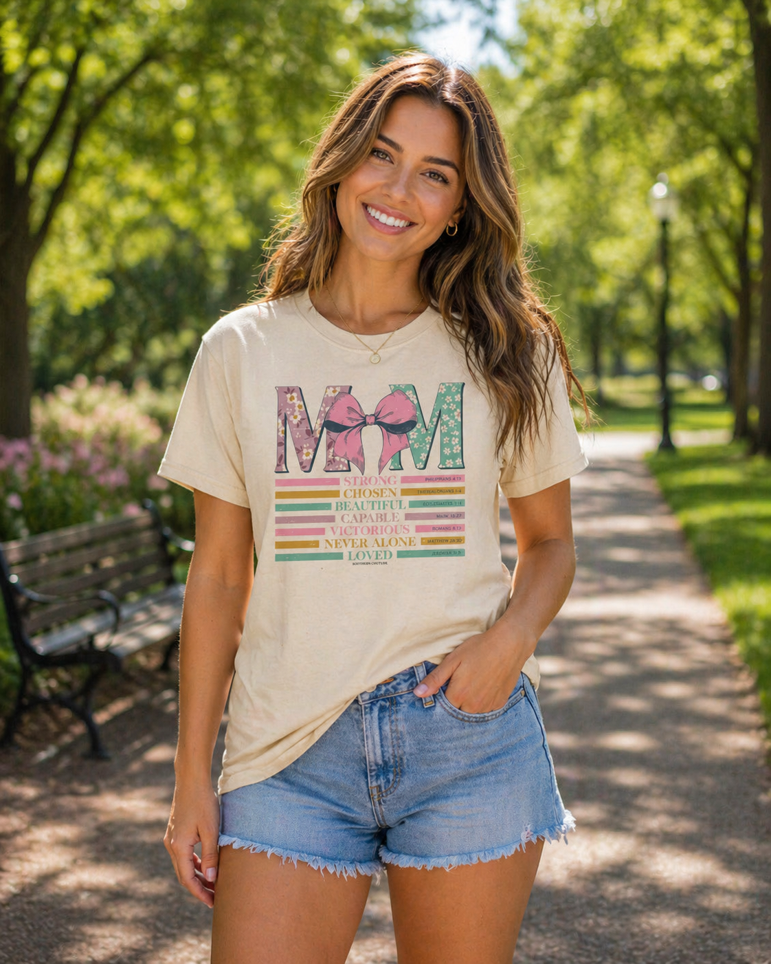 Southern Couture Soft Mom With Bow T-Shirt