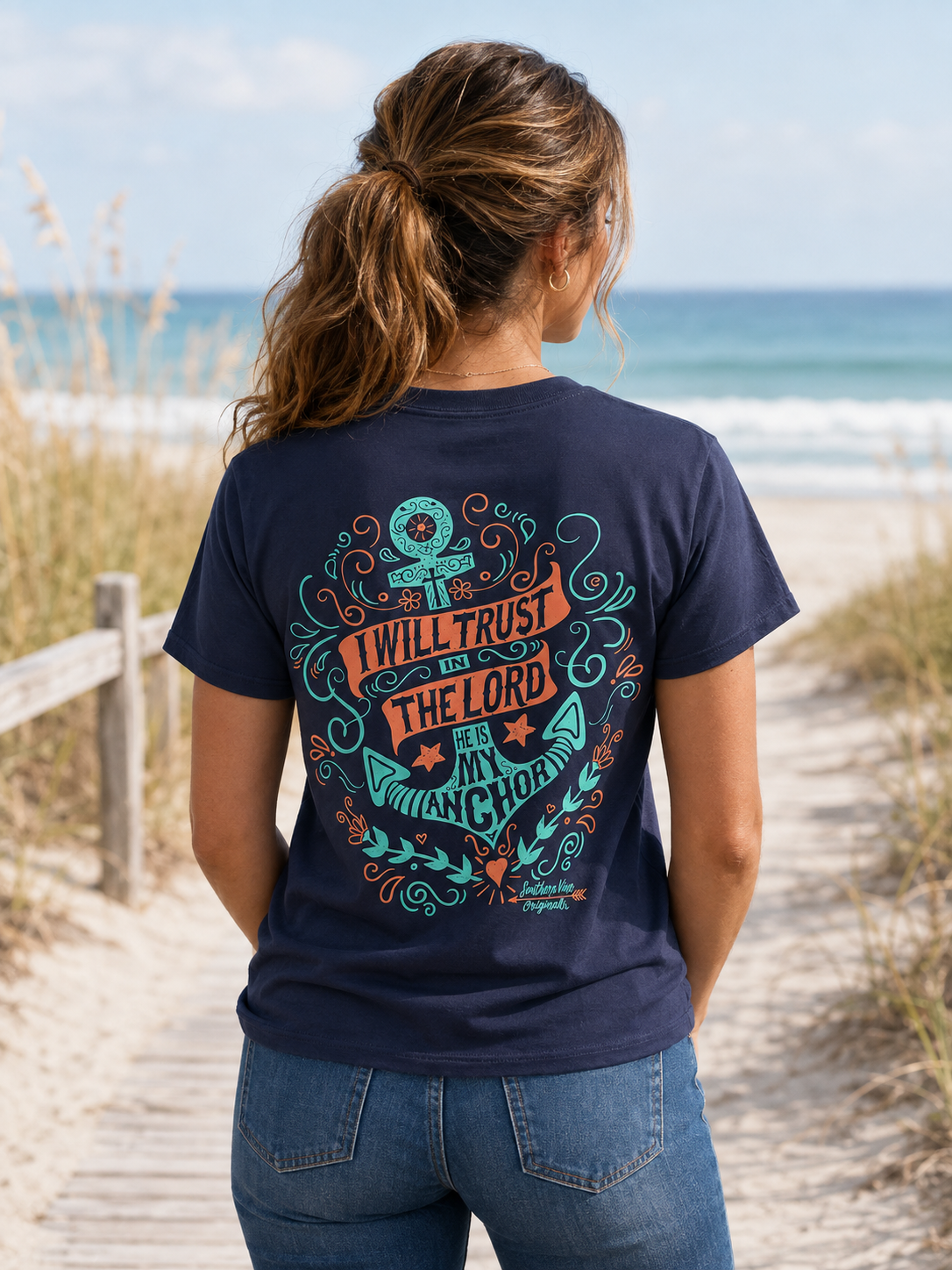 Southern Vine Originals Lord Is My Anchor Navy T-Shirt