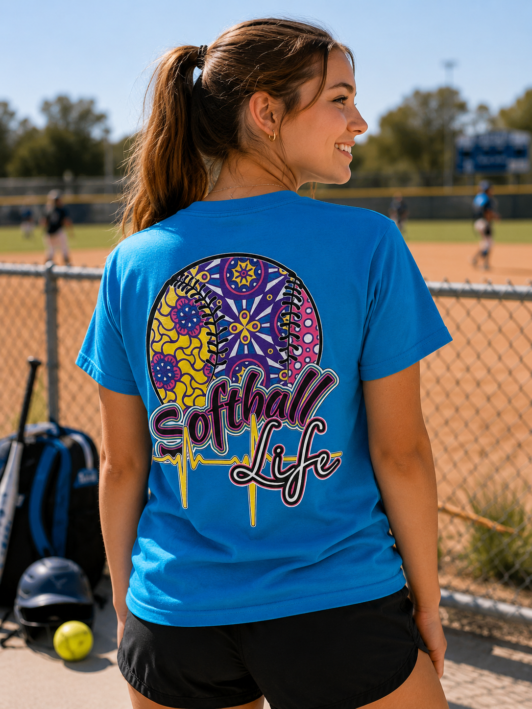 Southern Chics Softball Life Sports Girlie Bright T Shirt
