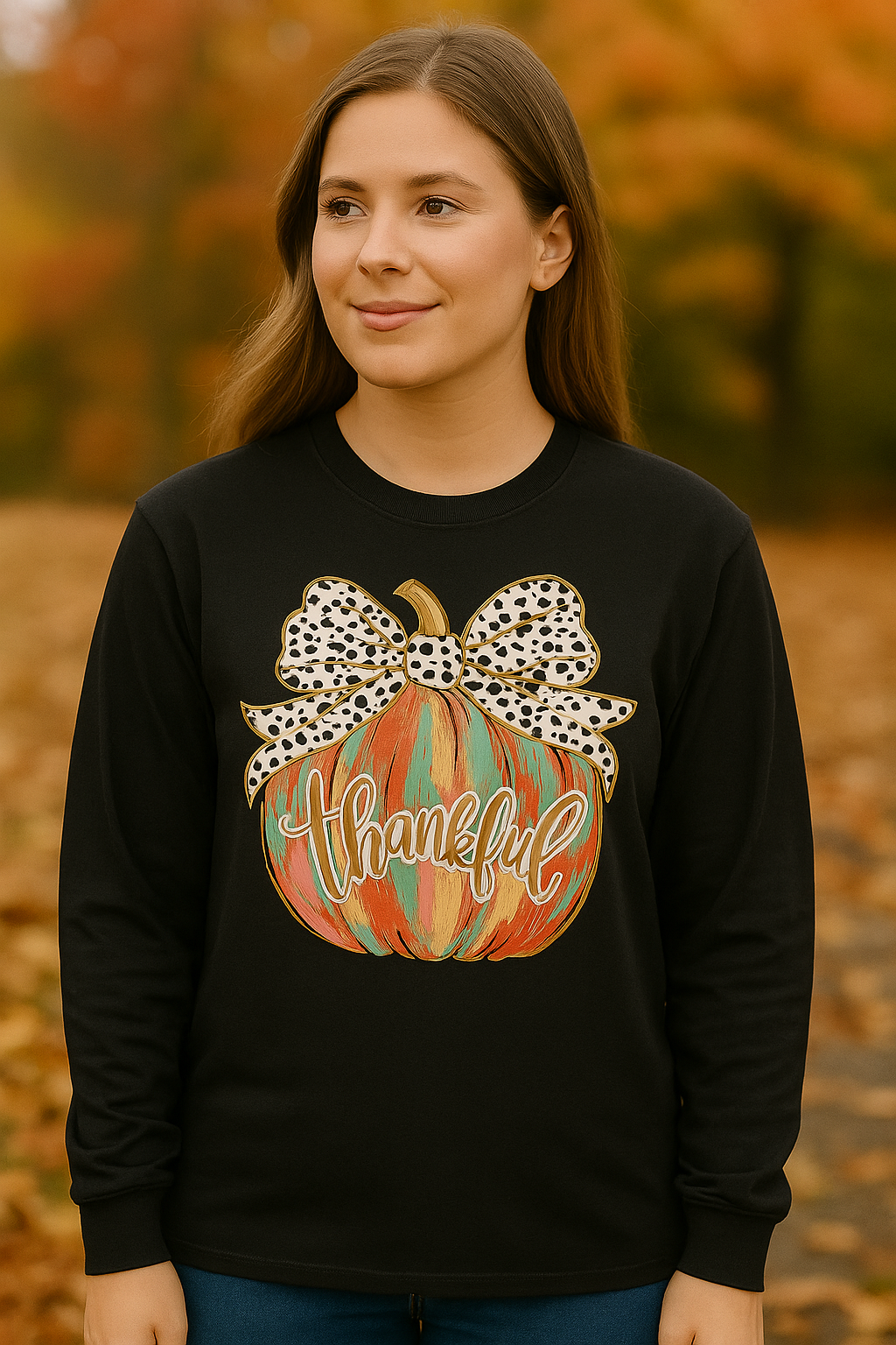 Southern Couture Soft Painted Pumpkin Fall Long Sleeve T-Shirt - SimplyCuteTees