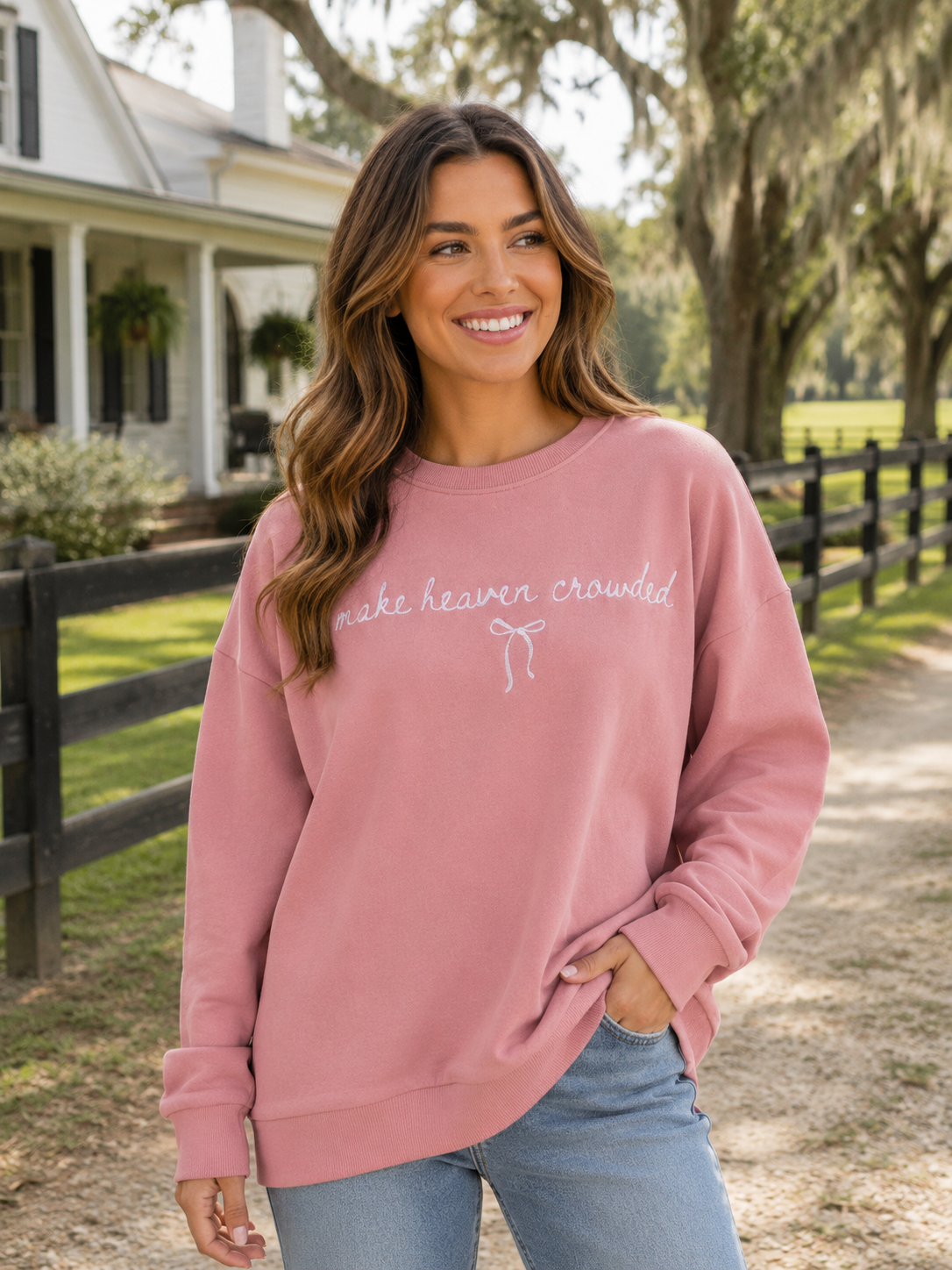 Simply Southern 0226 Heaven EVD Embroidered Long Sleeve Crew