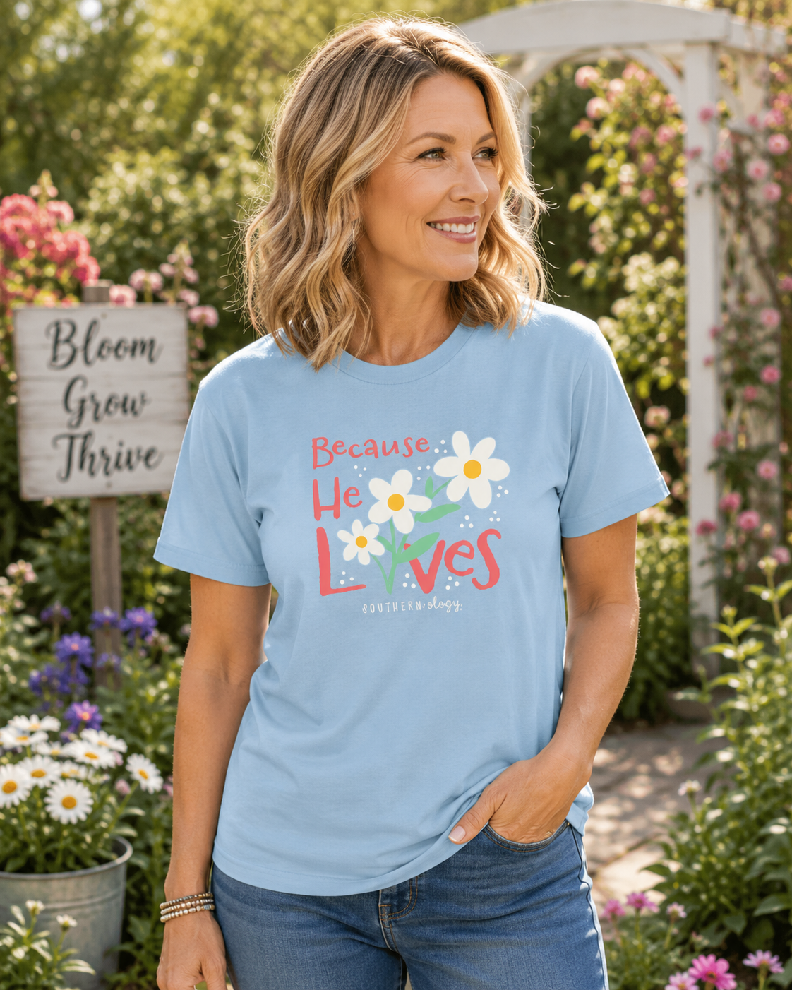 Southernology Because He Lives Easter Comfort Colors T-Shirt