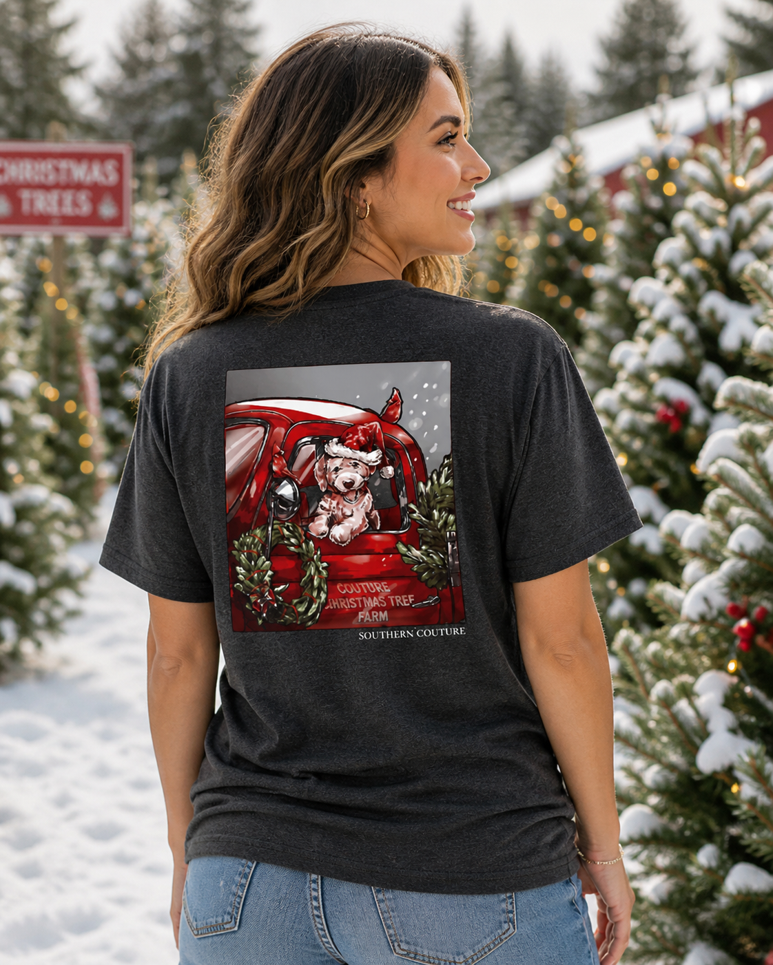 Southern Couture Classic Christmas Truck Puppy T-Shirt
