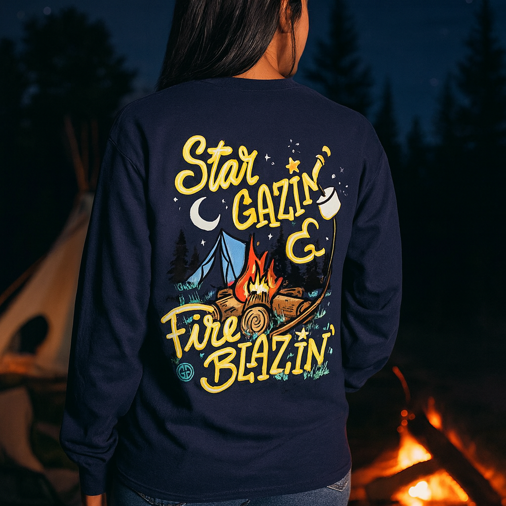 Girlie Girl Originals Star Gazin Fire Blazin Fall Long Sleeves T Shirt - SimplyCuteTees