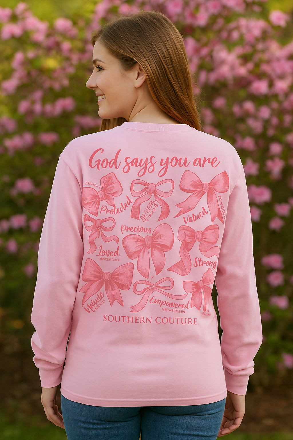 Southern Couture God Says You Are Bows Comfort Colors Long Sleeve T-Shirt - SimplyCuteTees