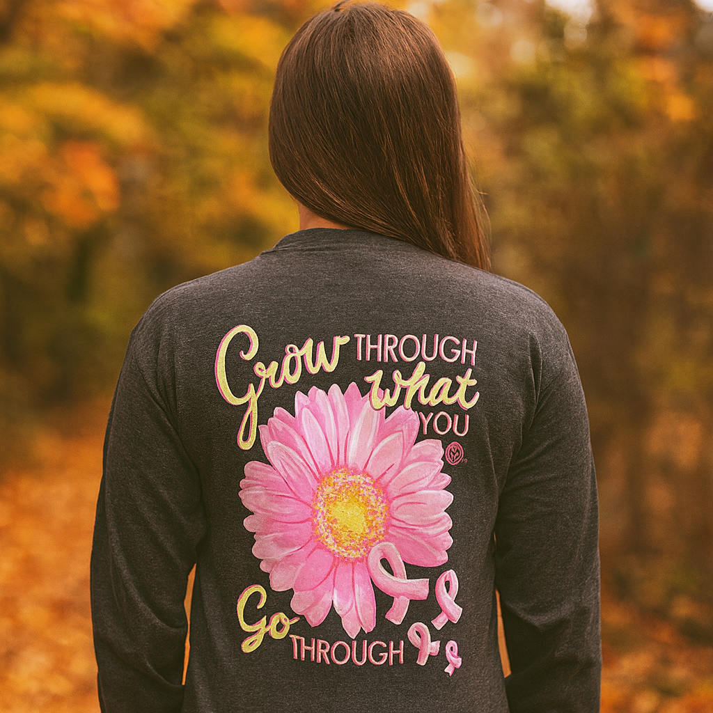Girlie Girl Originals Grow Through Breast Cancer Long Sleeves T Shirt