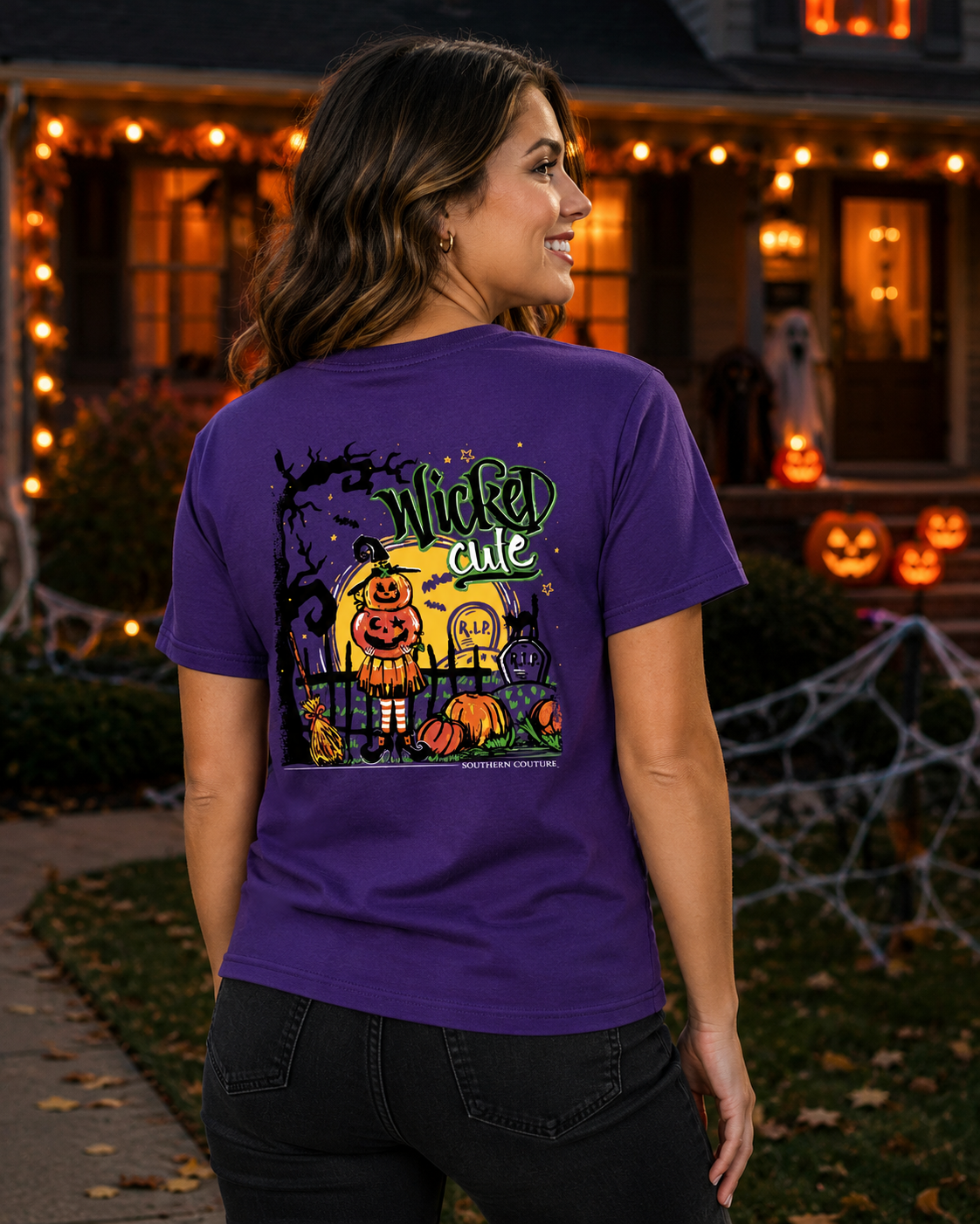 Southern Couture Classic Wicked Cute Pumpkin Fall T-Shirt