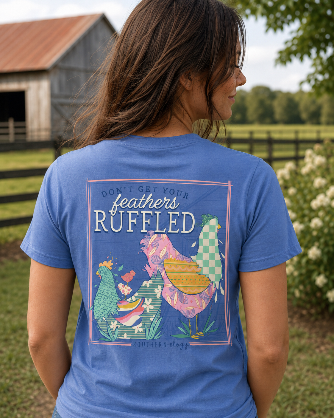 Southernology Feathers Ruffled Pattern Chickens Comfort Colors T-Shirt