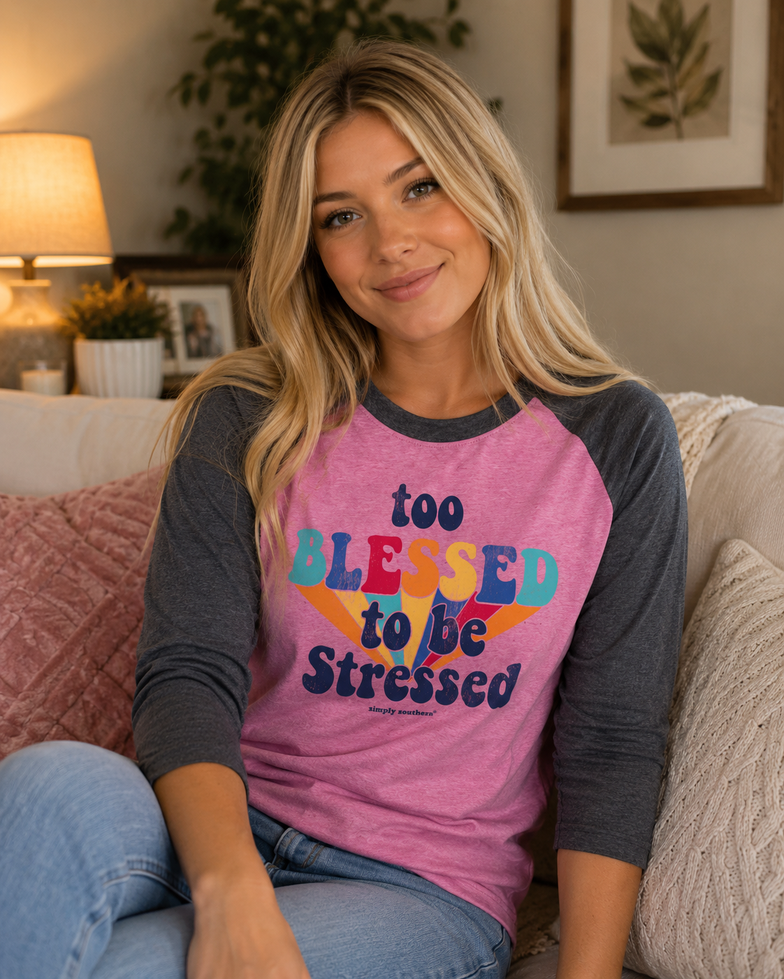 SALE Simply Southern Vintage Collection Too Blessed Long Sleeve T-Shirt