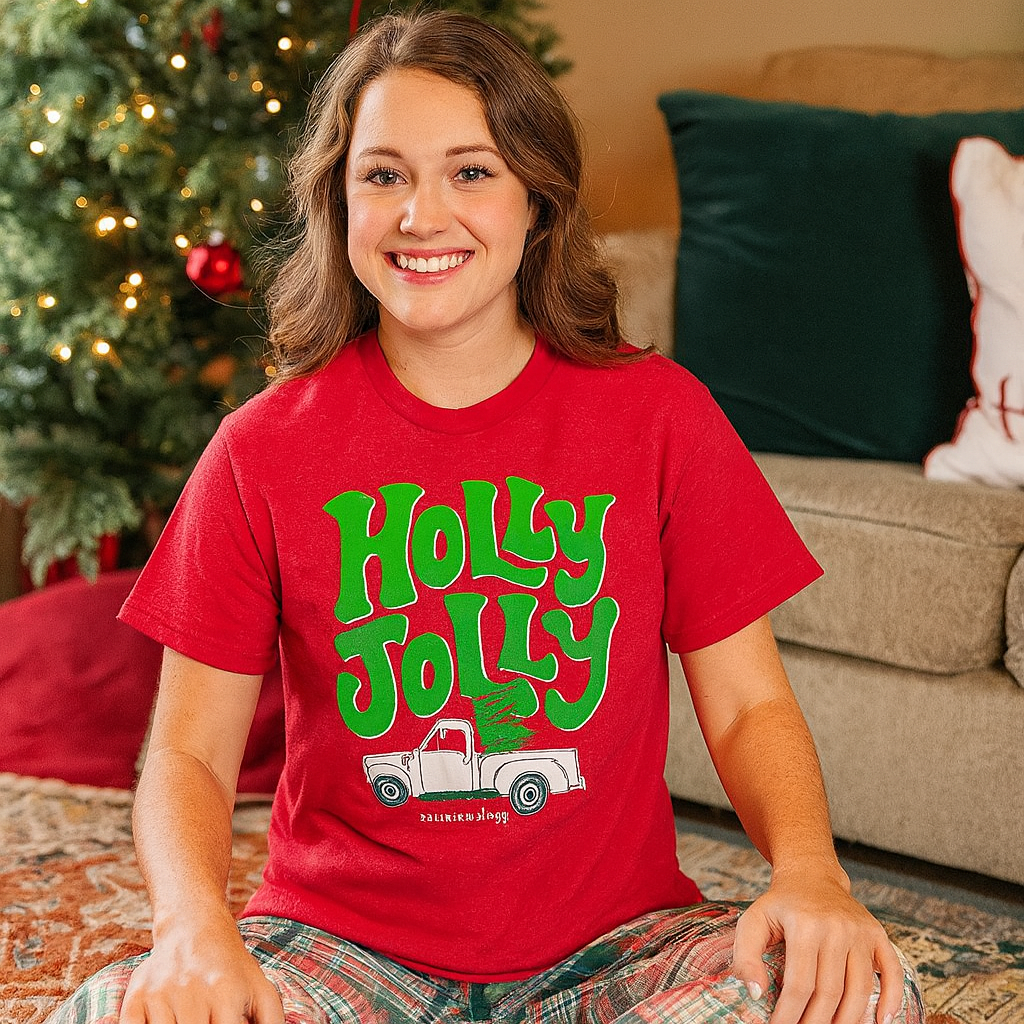 Southernology Statement Holly Jolly Holiday Canvas T-Shirt - SimplyCuteTees