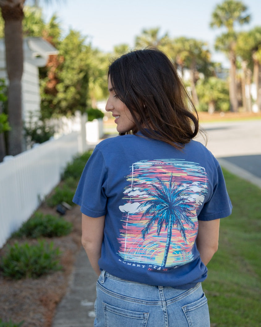 Southernology Palm Sunset Comfort Colors T-Shirt