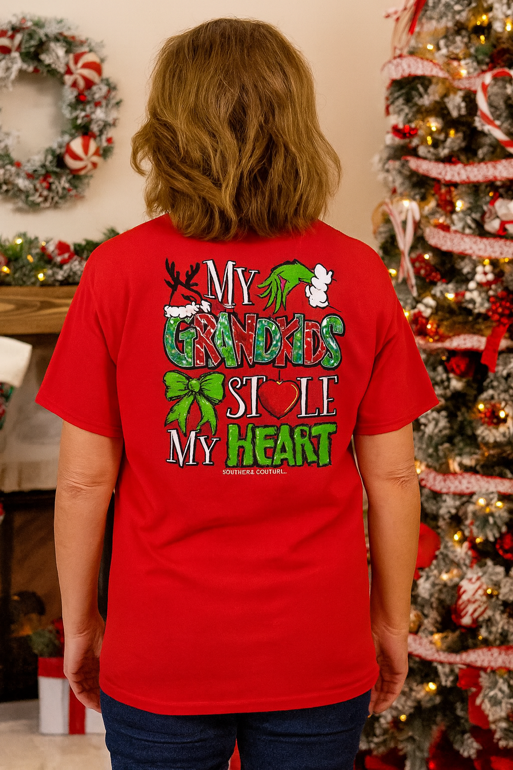 Southern Couture Classic My Grandkids Stole My Heart Holiday T-Shirt - SimplyCuteTees