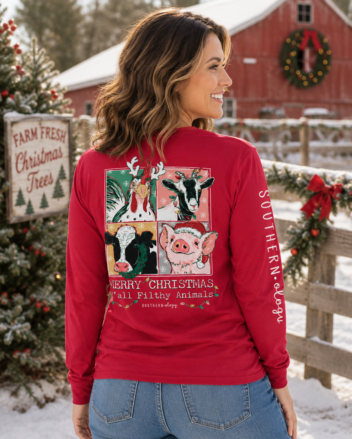 Southernology Filthy Animals Christmas Comfort Colors Long Sleeve T-Shirt
