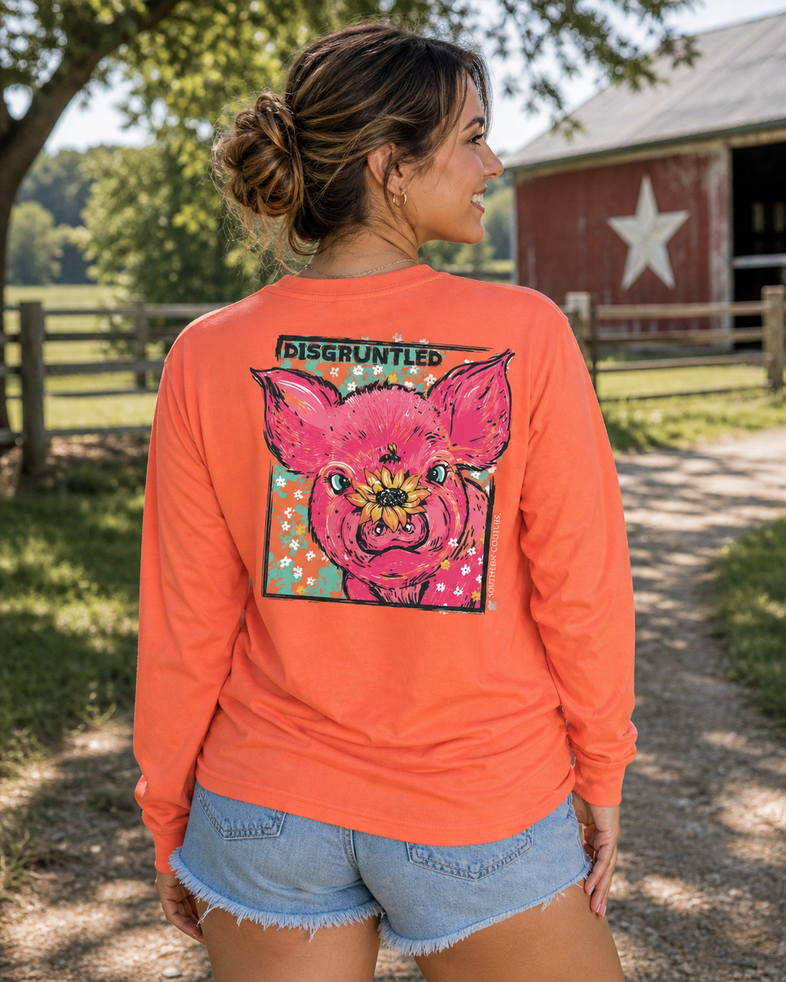 Southern Couture Disgruntled Pig Comfort Colors Long Sleeve T-Shirt