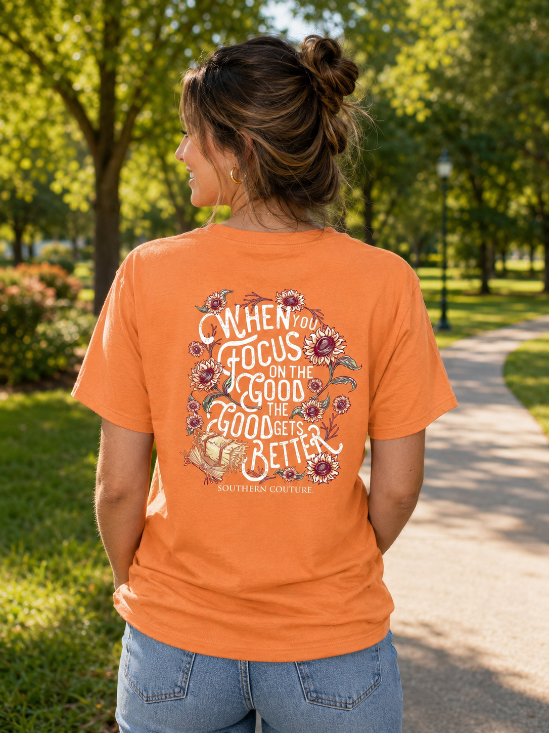 Southern Couture Classic Focus On The Good Tangerine T-Shirt