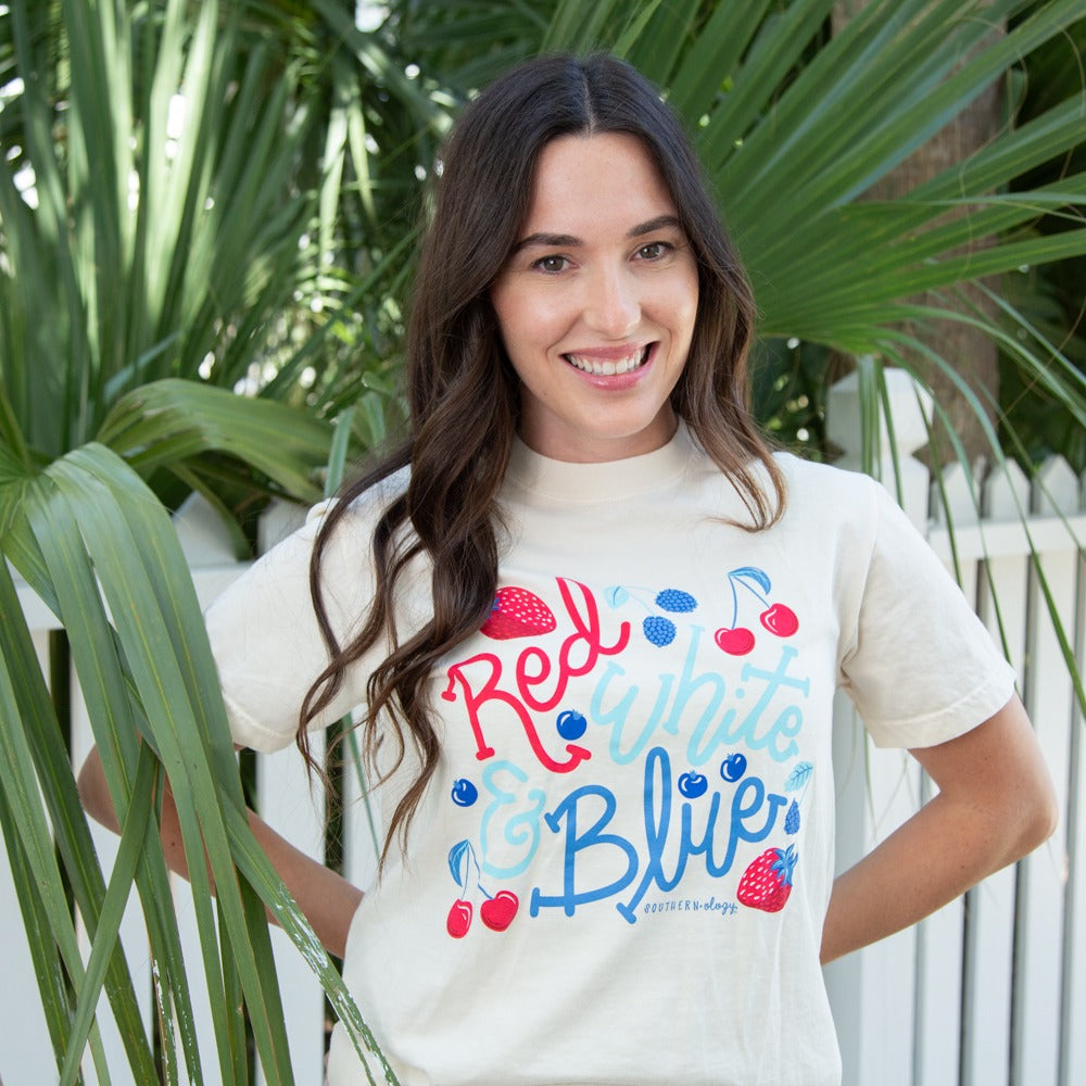 Southernology Berry Red, White & Blue USA Comfort Colors T-Shirt