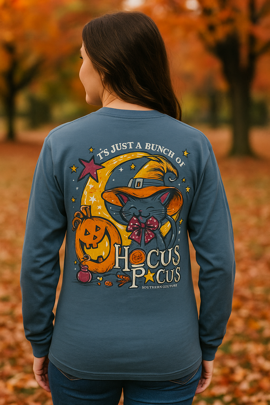 Southern Couture Classic Hocus Pocus Cat Fall Long Sleeve T-Shirt - SimplyCuteTees