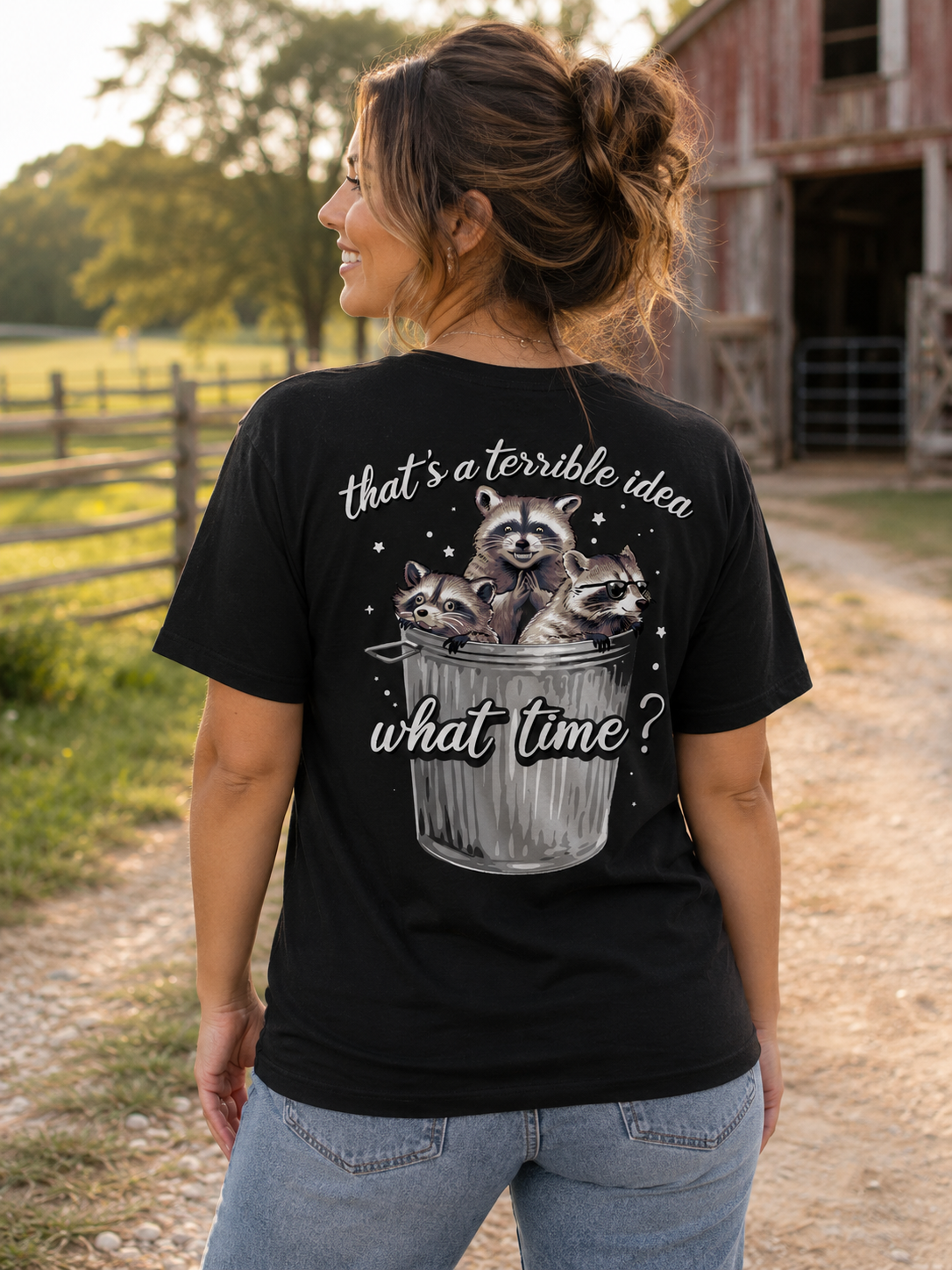 Southern Attitude Terrible Idea Raccoon T-Shirt